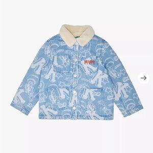 Kenzo kids Brand-print faux-fur trim denim jacket 6-10 years